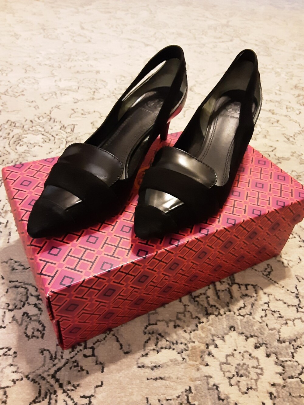 Tory Burch Black Suede Heels with Cutouts